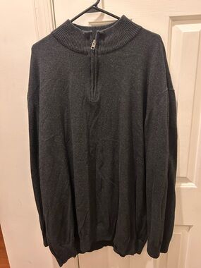 Men's Dark Gray Half-Zip Mock Neck Sweater